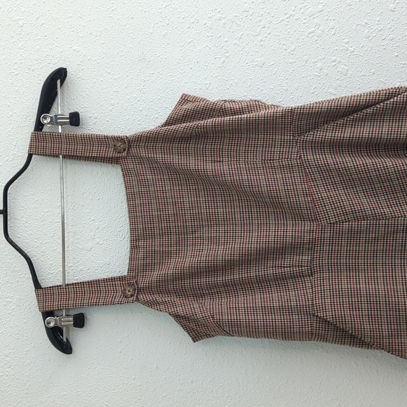 Gypsies & Moondust Jumpsuit Houndstooth Plaid Pockets Tan Academia Boho - Picture 3 of 11